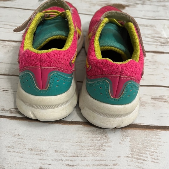 Asics Pink and Yellow Sneakers with Mesh Upper and Cushioned Midsole - Picture 5 of 8